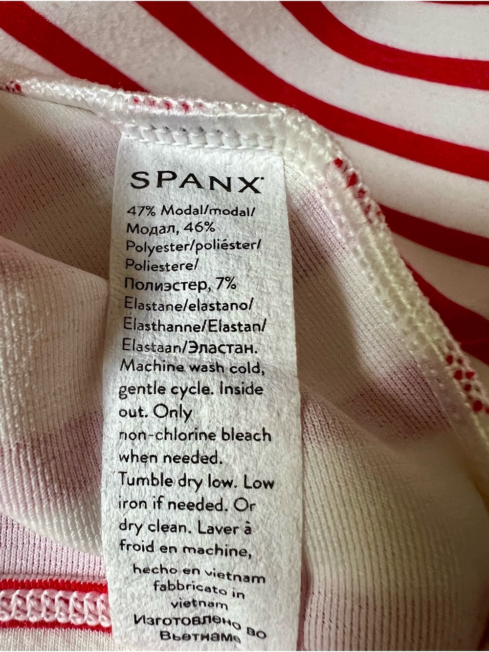 Spanx AirEssentials Boatneck Top Red White Stripes Long Sleeves Nautical Size L - Picture 9 of 9
